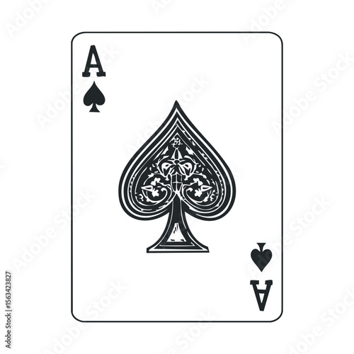 Ace of spades playing card with ornate design