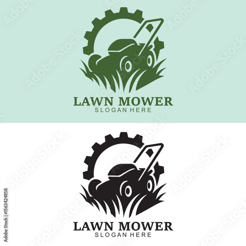 Lawn Mower Logo Design – Grass Cutting Icon for Landscaping, Gardening, and Yard Maintenance Branding