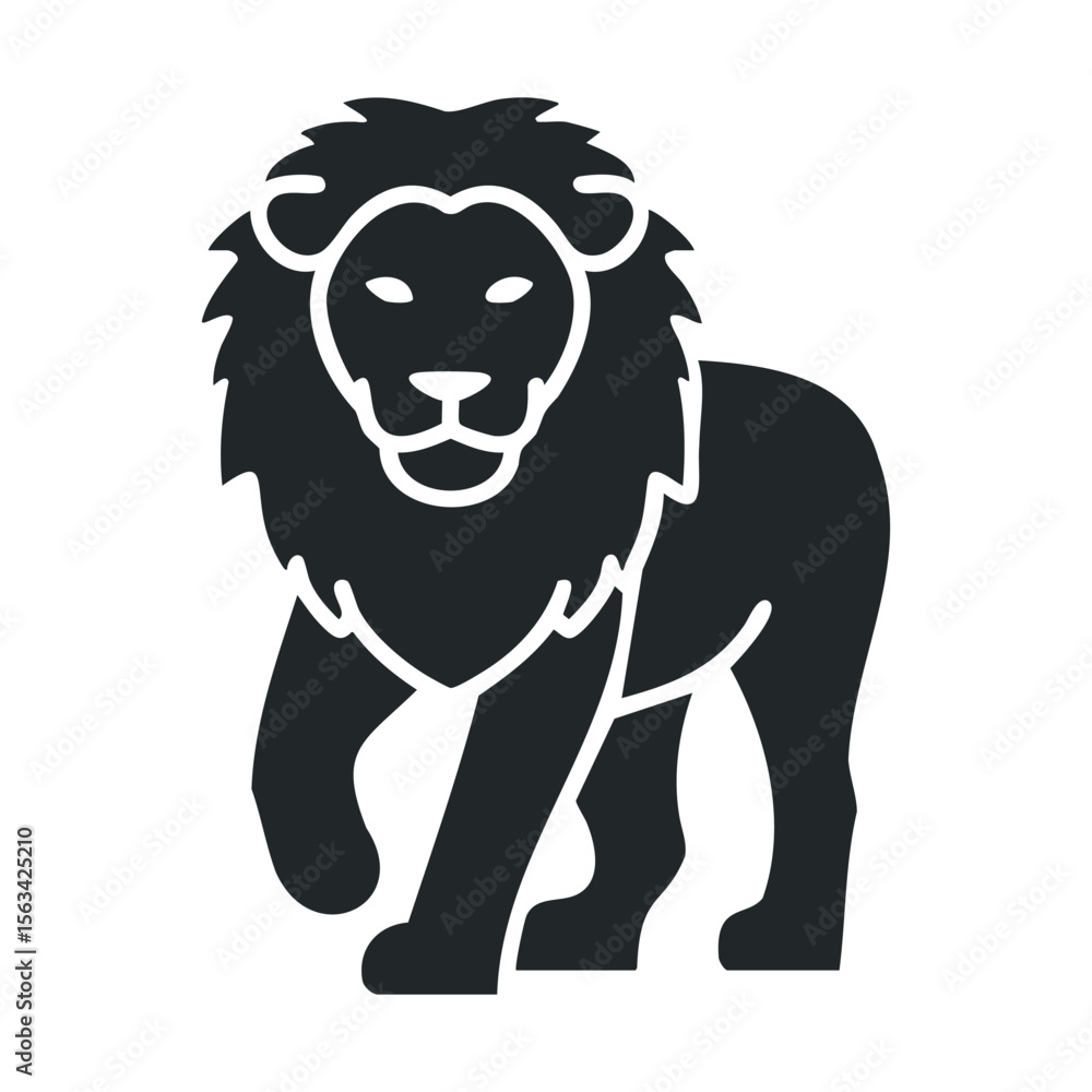 Fototapeta premium Bold silhouette of a majestic lion in stride