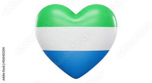 Sierra Leone Heart: A beautifully rendered 3D heart in the colors of the Sierra Leone flag, a symbol of love and national pride. Free Download Sierra Leone Heart: A beautifully rendered 3D heart in the colors of the Sierra Leone flag, a symbol of love and national pride. - GFXLoad