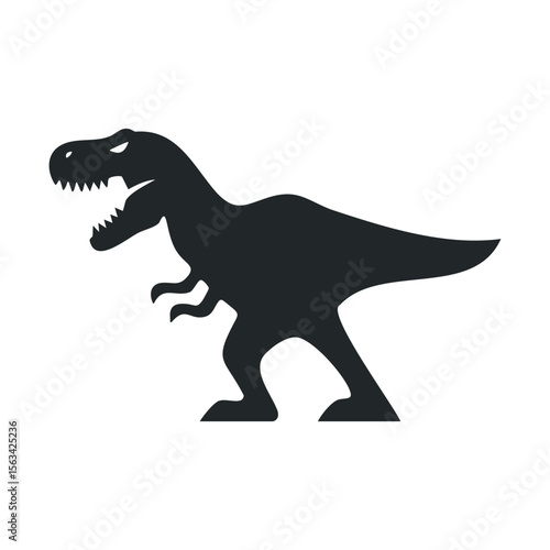 Silhouette of fierce t-rex dinosaur roaring with sharp teeth and claws
