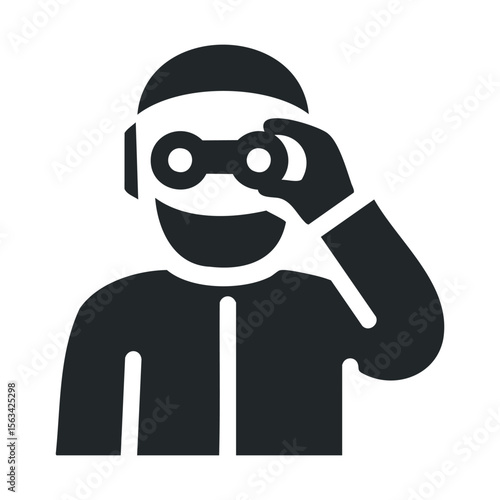 Silhouette of young caucasian male photographer with camera and hat