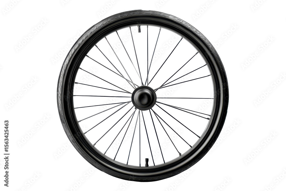 Naklejka premium Black Spoked Wheel Tire Design Detail isolated on a transparent background
