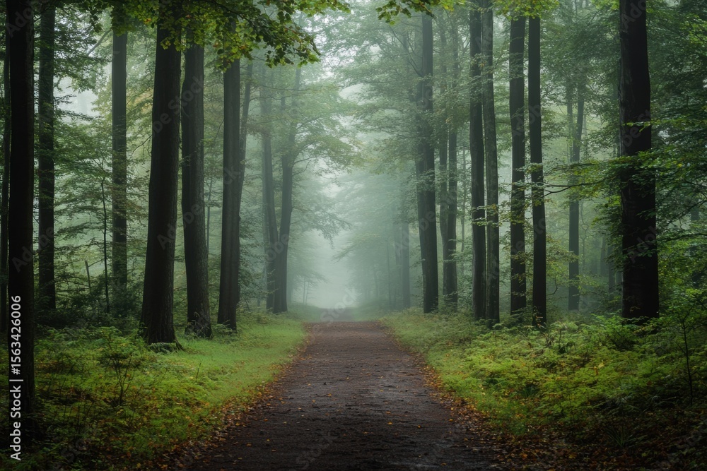 Obraz premium Glowing forest arch over natural walking path