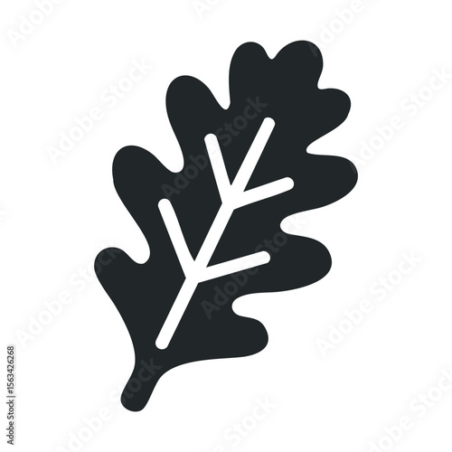 Minimalist black oak leaf silhouette