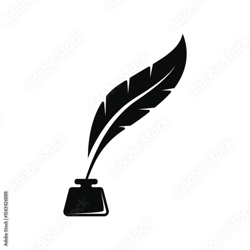 feather pen ink logo design concept idea