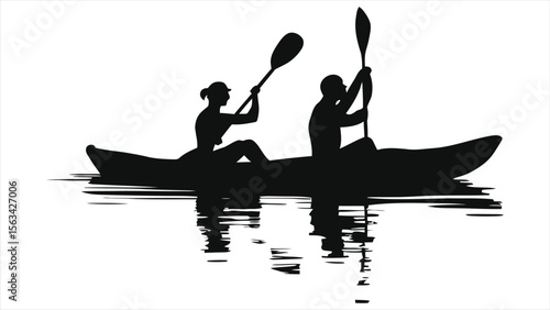 Wallpaper Mural Silhouettes of kayakers enjoying a peaceful water activity./A captivating silhouette image of two people kayaking on a calm body of water. Torontodigital.ca