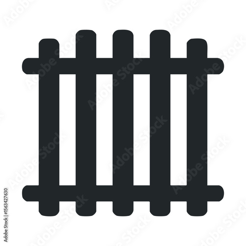 Black wooden fence icon silhouette with vertical bars and crossbars