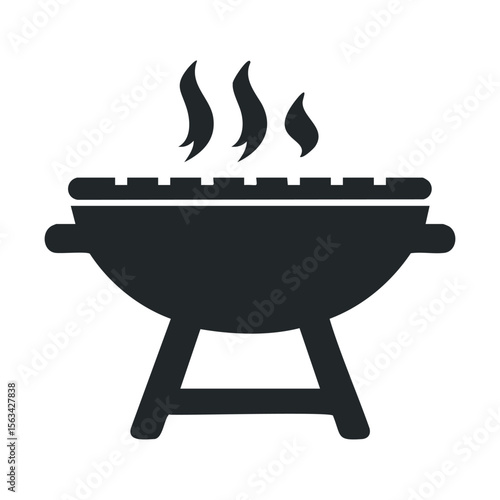 Silhouette of a barbecue grill with steam rising