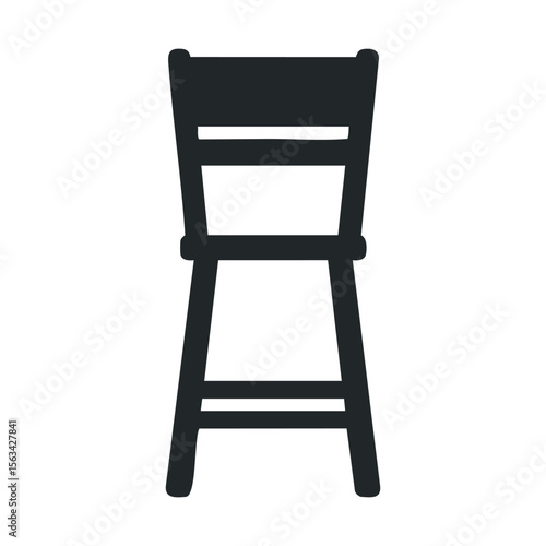 Black simple wooden bar stool illustration on white background