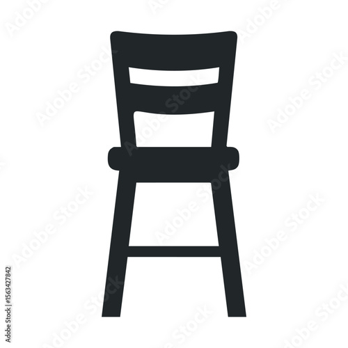 Simple black wooden bar stool on white background