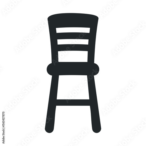 Black wooden high chair with backrest design against white background