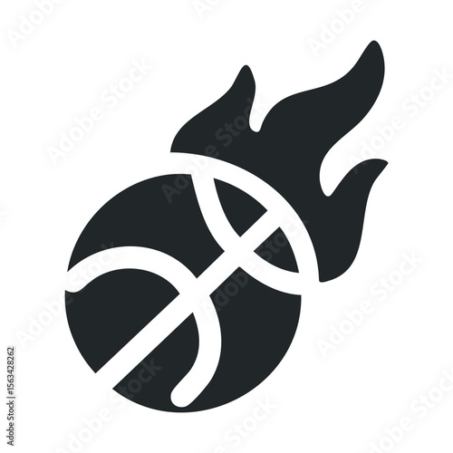Fiery basketball with flaming trail symbolizing passion and energy