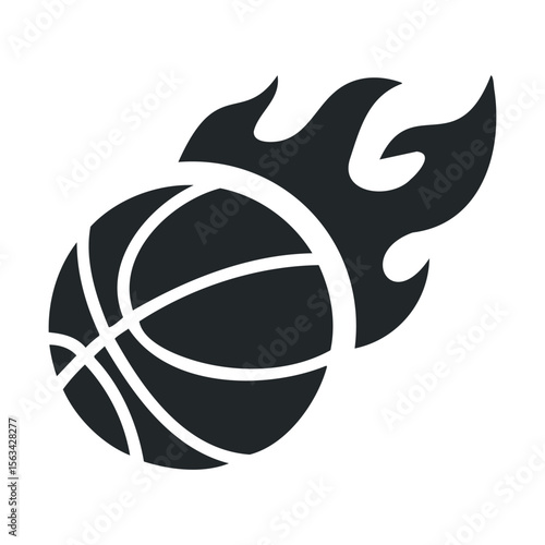 Flaming basketball icon: dynamic symbol of motion and speed
