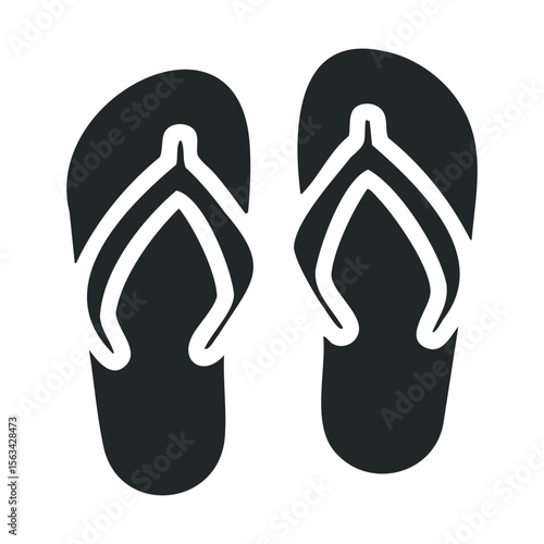 Black flip flops silhouette on white background