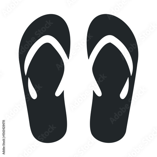Classic black flip-flops with simple design on white background