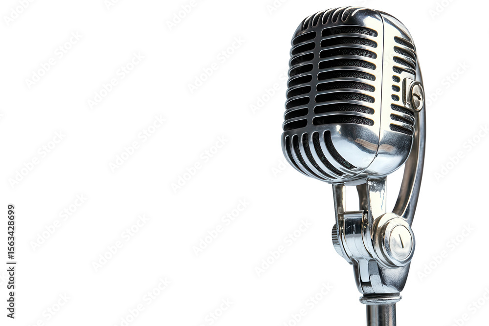 Fototapeta premium Vintage Microphone Retro Style Music Recording Studio isolated on a transparent background