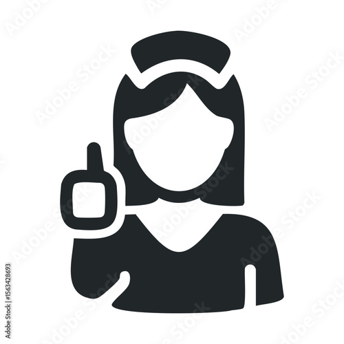 Female chef silhouette giving cooking advice gesture
