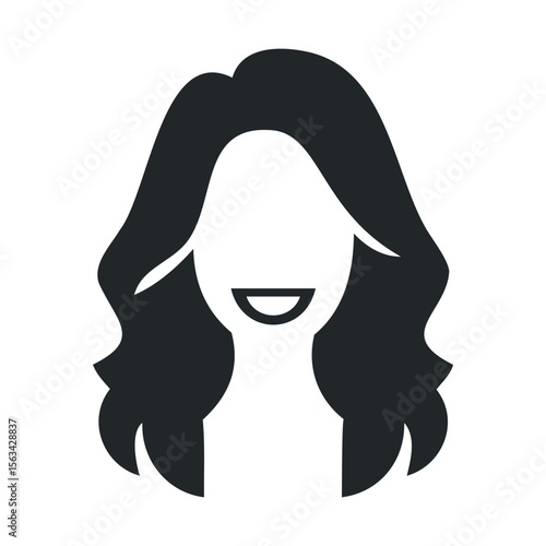 Silhouette of female with long hair and smiling expression
