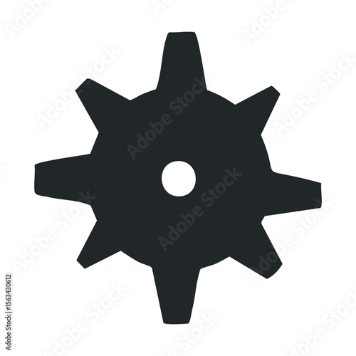 Industrial gearwheel silhouette against white background