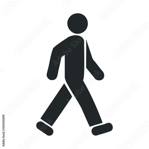 Silhouette of walking person icon in black and white design