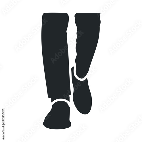 Silhouette of medieval armor boots with spurs on white background
