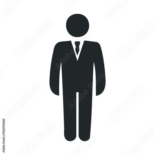 Silhouette of businessman in suit: male adult icon representation