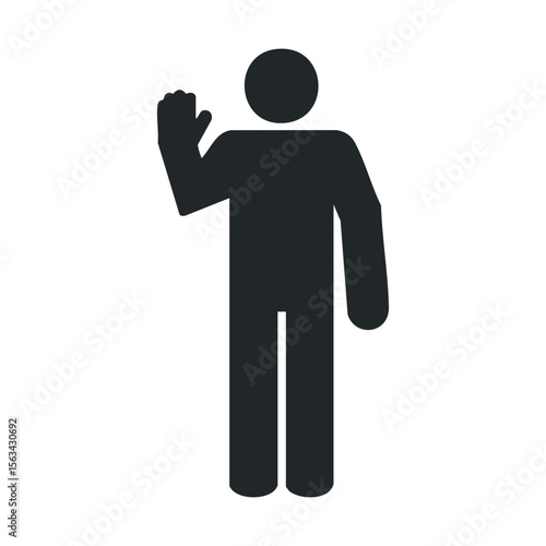 Silhouette of person waving hand in greeting gesture