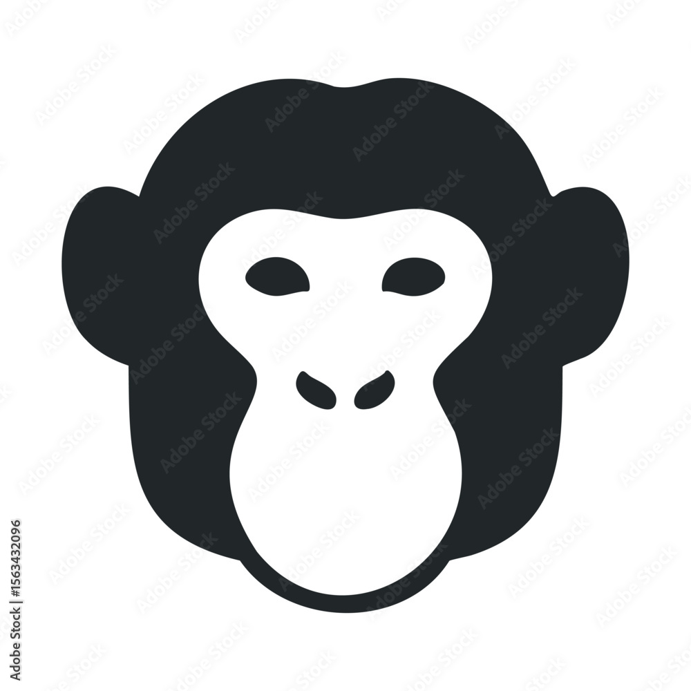 Fototapeta premium Graphic monkey face logo with minimalist black and white design