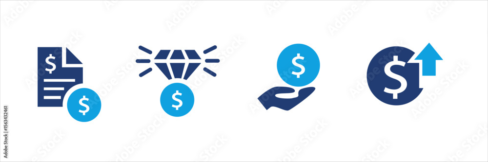 Set of blue financial and shopping icons with dollar signs, price tags, discounts, charts, invoices, and calculators. Business and commerce UI elements for web, app, banner, and print design.
Set of blue financial and shopping icons with dollar signs, price tags, discounts, charts, invoices, and calculators. Business and commerce UI elements for web, app, banner, and print design.