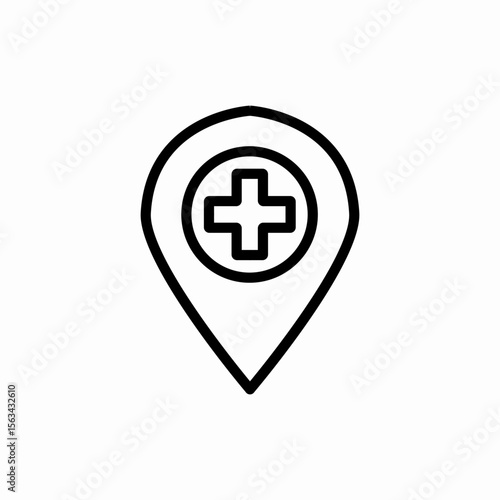 Medical cross location icon vector sign
