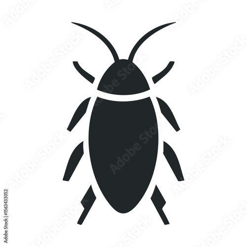 Stylized silhouette of a cockroach on white background