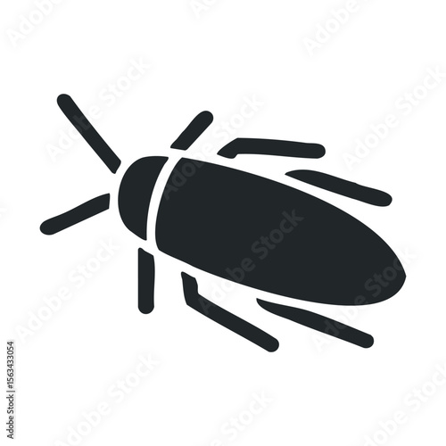 Silhouette of a cockroach icon in black and white