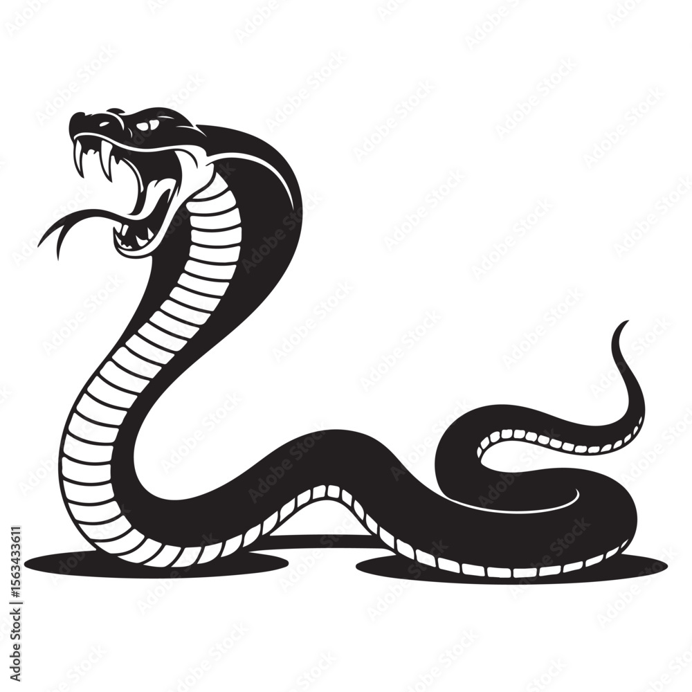Fototapeta premium High Quality Snake Silhouette Vector Collection Bold and Striking Reptile Illustrations for Tattoo Art, Branding Projects, T-Shirt Prints, Jungle Wildlife Themes and Horror or Tribal Design Concepts.