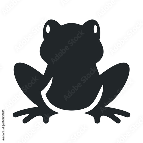 Silhouette of a frog in minimalist monochrome design