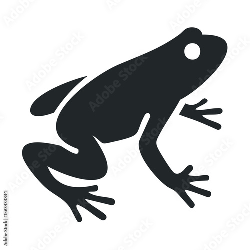 Silhouette of a frog in jumping motion on white background
