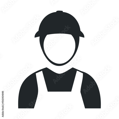 Silhouette of male construction worker in helmet and overalls