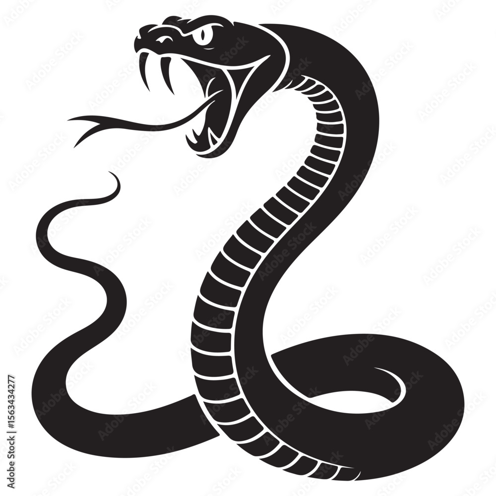 Fototapeta premium High Quality Snake Silhouette Vector Collection Bold and Striking Reptile Illustrations for Tattoo Art, Branding Projects, T-Shirt Prints, Jungle Wildlife Themes and Horror or Tribal Design Concepts.