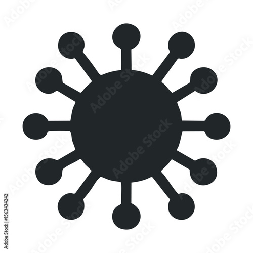 Black coronavirus icon with spikes on white background