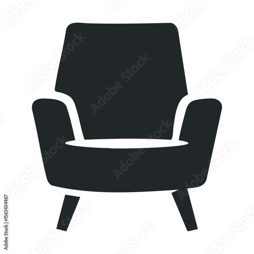 Modern black armchair with angled legs in minimalist design