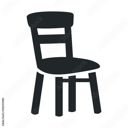 Simple wooden chair with straight backrest on white background