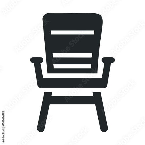 Minimalist black wooden chair icon with armrests