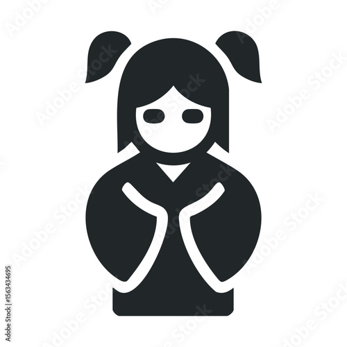 Female cartoon character with hair buns and mask icon