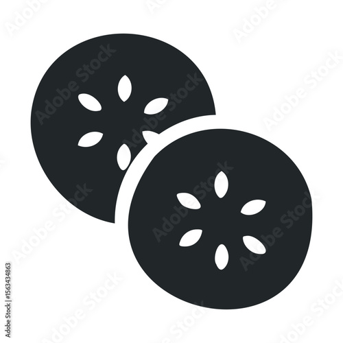 Minimalist sand dollar icon with leaf patterns