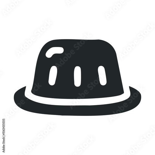 Black icon of a classic fedora hat on white background