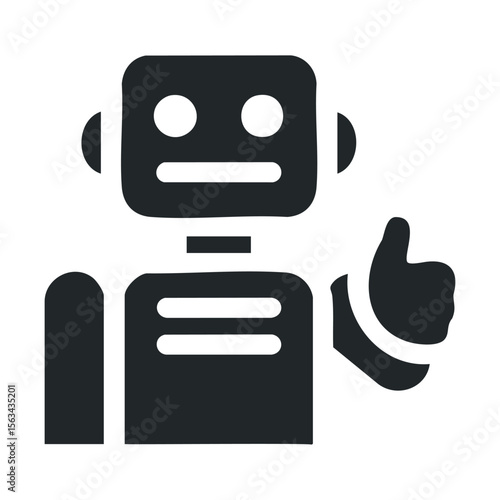Friendly cartoon robot giving a thumbs up with a smile