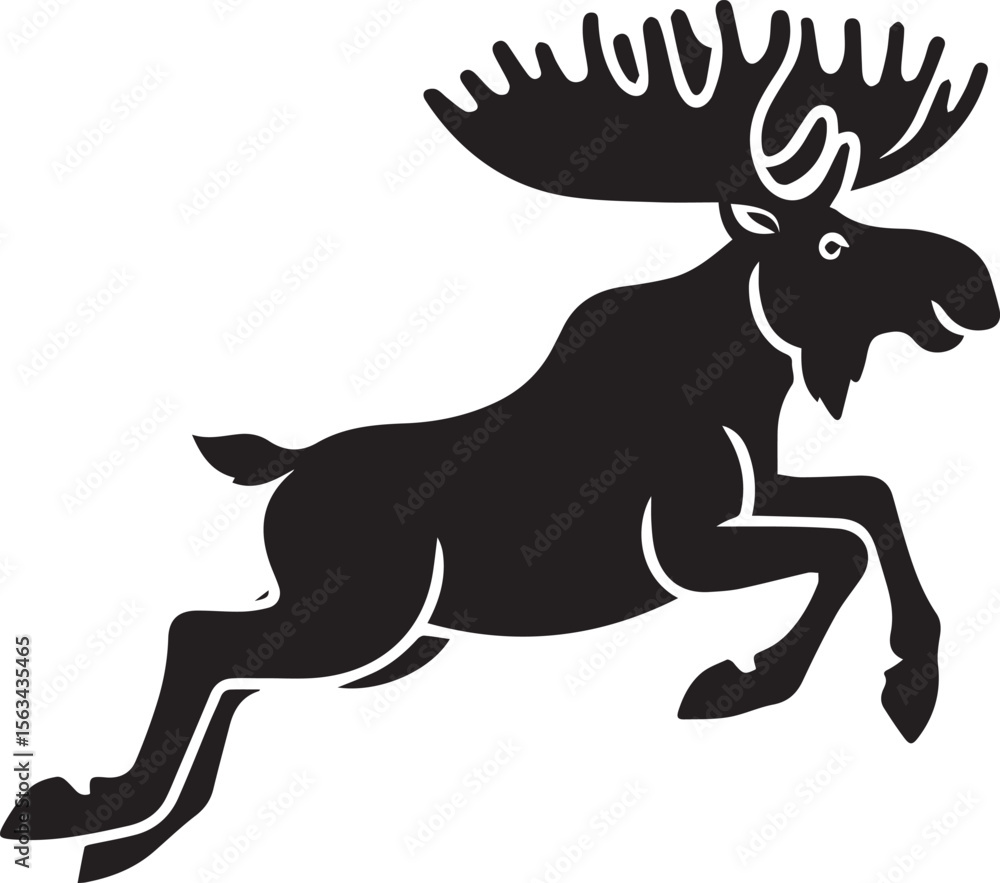 Fototapeta premium Moose Vector In Black and White