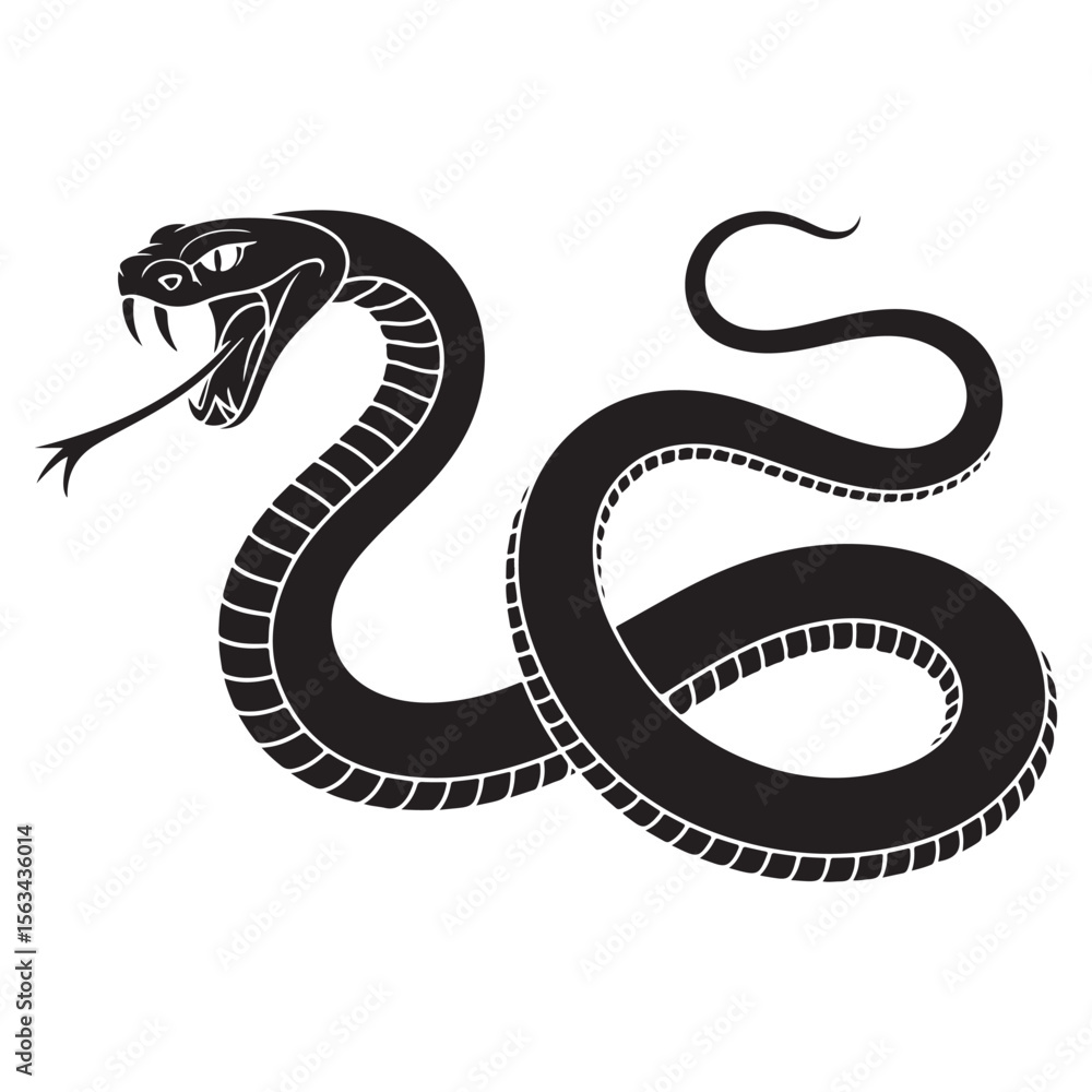 Fototapeta premium High Quality Snake Silhouette Vector Collection Bold and Striking Reptile Illustrations for Tattoo Art, Branding Projects, T-Shirt Prints, Jungle Wildlife Themes and Horror or Tribal Design Concepts.
