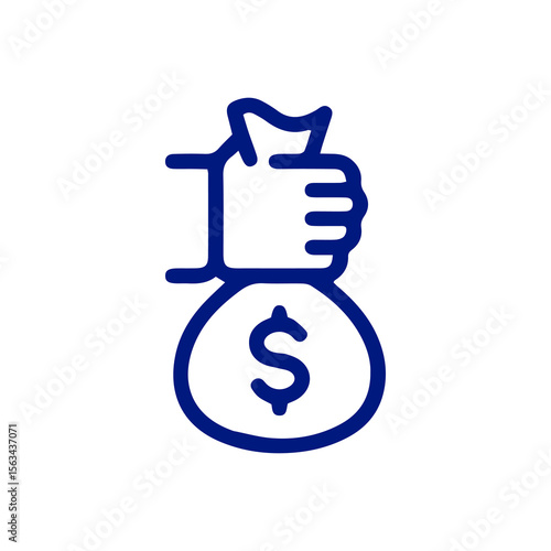 Hand Holding a Money Bag Icon Depicting Financial Wealth