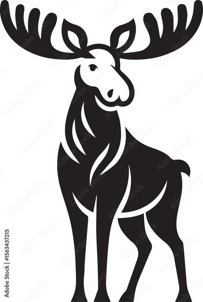 Obraz premium Moose Vector In Black and White